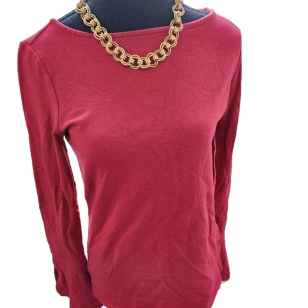 P257. Halogen Red Long-Sleeved Tee Shirt |L